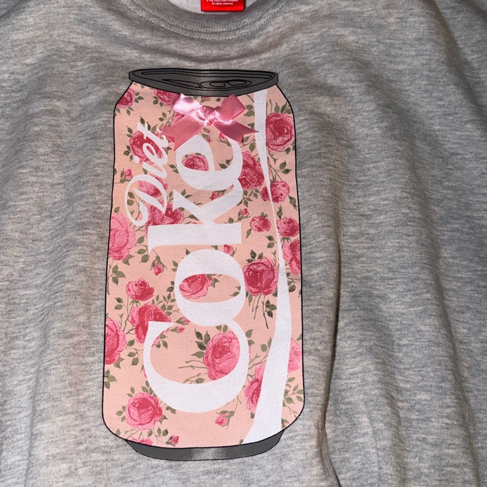 Coca-Cola Gray Sweatshirt with Pink Floral Can - Picture 4 of 10